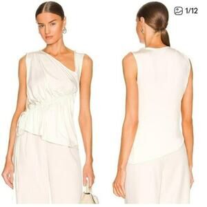 NWT L'Academie Revolve Camellia Sleeveless Top Bone White Viscose Size XL